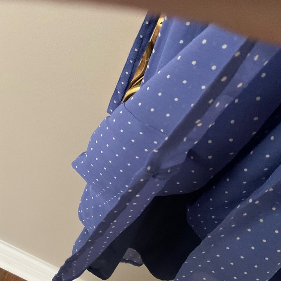 April Cornell Rayon Cornflower Blue/White Polka Dots Long Summer Dress sz 1 - Picture 8 of 10